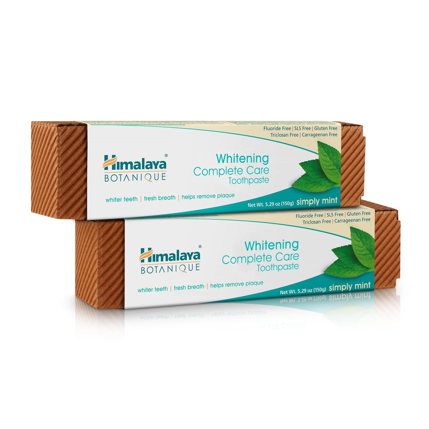 Himalaya Botanique Whitening Complete Care Toothpaste, Teeth Whitening, Fights Plaque, Fluoride Free, No Artificial Flavors, SLS Free, Cruelty Free, Foaming, Simply Mint Flavor, 5.29 Oz, 2 Pack - Nirvana Guru