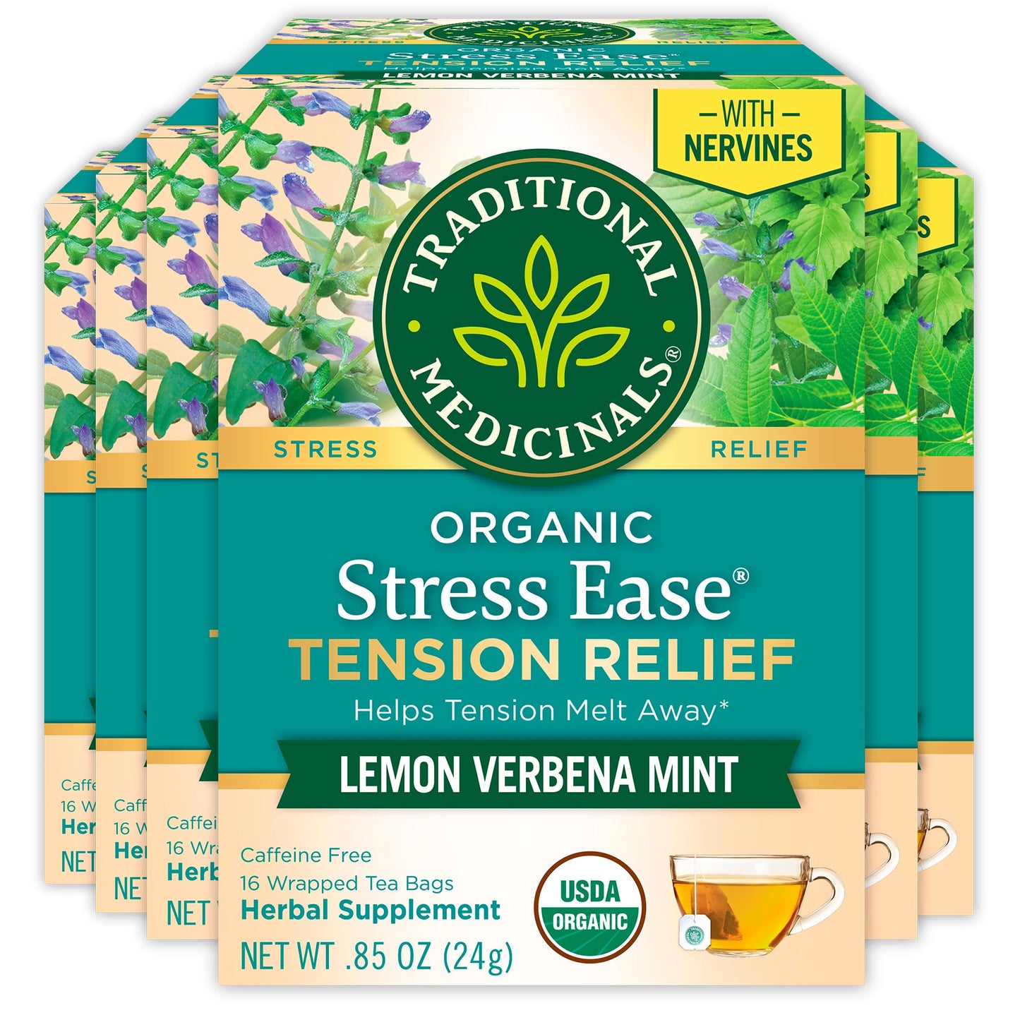 Traditional Medicinals Tea, Organic Chamomile, Calming, Calms Your Nerves, Supports Healthy Digestion, 96 Tea Bags (6 Pack) - Nirvana Guru