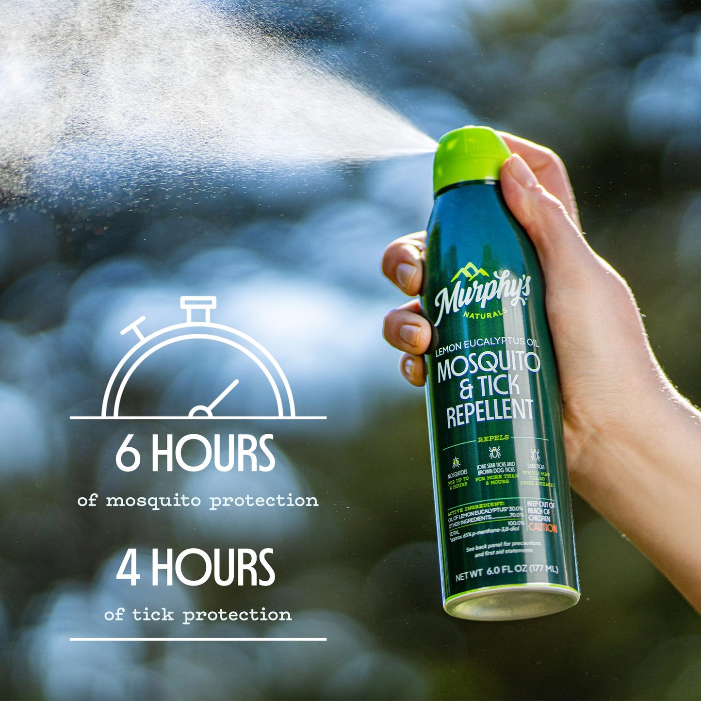 Murphy's Naturals Mosquito & Tick Bug Repellent Spray, Oil of Lemon Eucalyptus for Skin + Outdoor Gear, DEET-Free, 4 Ounce Pump, 2-Pack