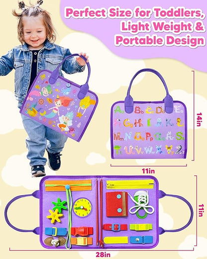 Exorany Busy Board Montessori Toys for Toddler Boy Girl Birthday Gifts, Busy Book Sensory Learning Toys for Toddlers, Toddler Airplane Car Travel Toy Educational Activities nirvanaguru