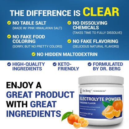 Dr. Berg Zero Sugar Hydration Keto Electrolyte Powder - Enhanced w/ 1000 mg of Potassium & Real Pink Himalayan Salt (NOT Table Salt) - Raspberry & Lemon Flavor Hydration Drink Supplement, 100 Servings Nirvana Guru