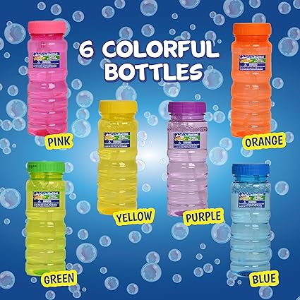 Sunny Days Entertainment 6 Pack Bubble Solution – 4oz Bubble Blower Bottles with 6-Hole Wand | Bottle of Bubble Solution for Kids | Birthday Party Favor Toy - Maxx Bubbles nirvanaguru