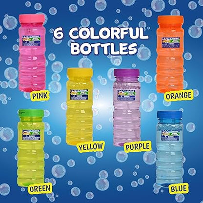 Sunny Days Entertainment 6 Pack Bubble Solution – 4oz Bubble Blower Bottles with 6-Hole Wand | Bottle of Bubble Solution for Kids | Birthday Party Favor Toy - Maxx Bubbles nirvanaguru