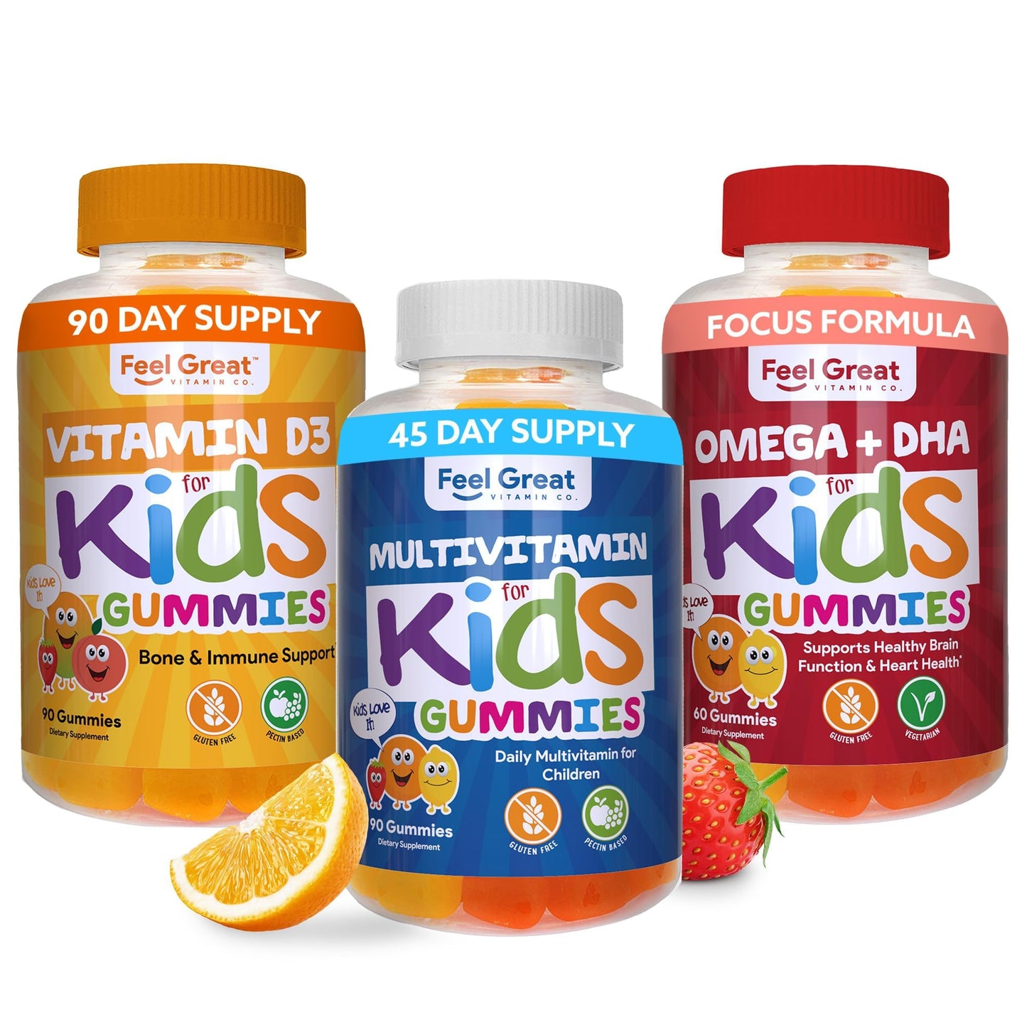 Feel Great Vitamin Co. Complete DHA Gummies for Kids | with Omega 3 6 9 + DHA, Vitamin C | Supports Healthy Brain Function, Vision & Heart Health | Gluten Free, Vegetarian | 60 Gummies Nirvana Guru