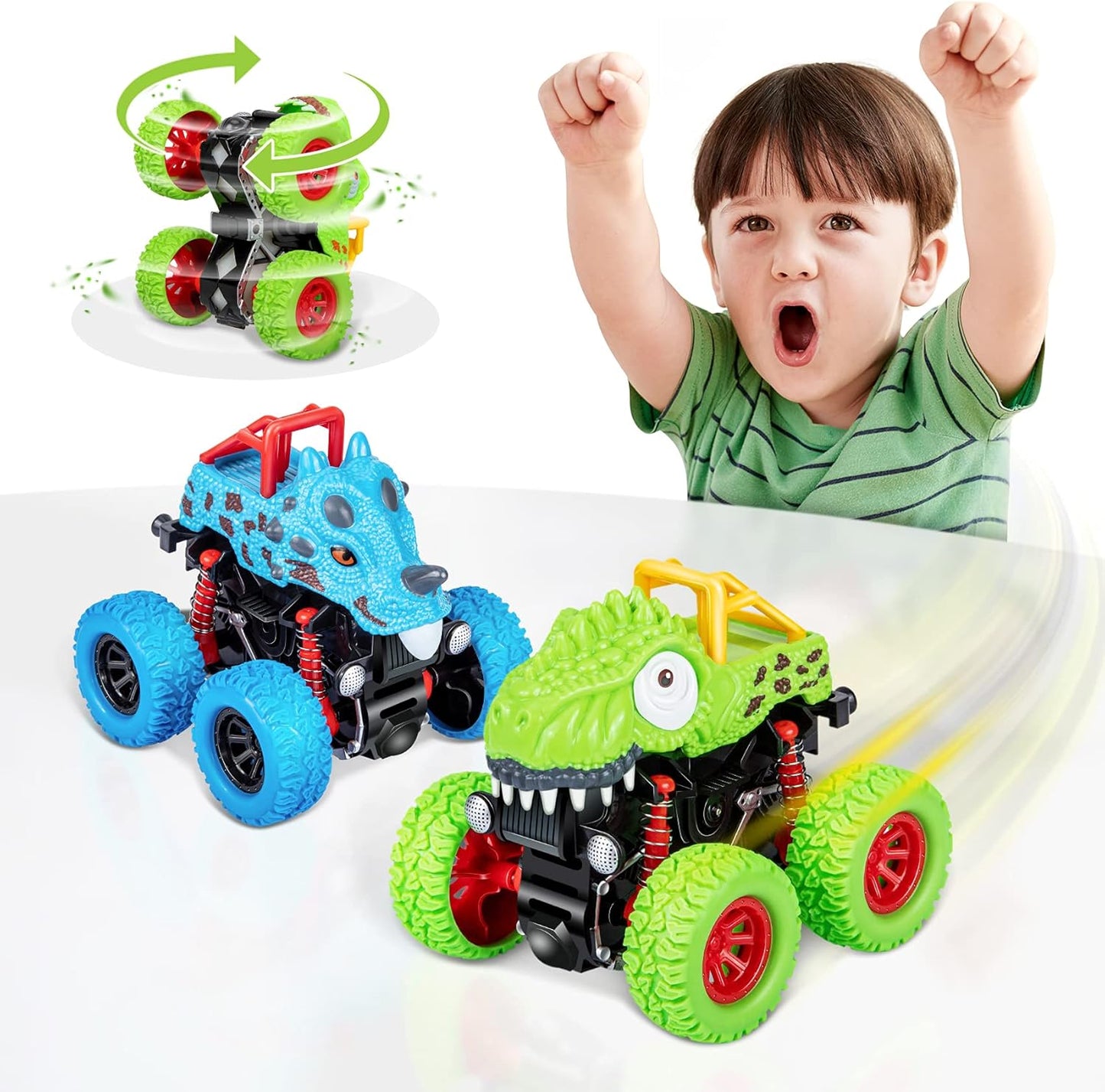 LODBY Dinosaur Toys for 2 3 4 5 Year Old Boys - Monster Truck Toys for Toddlers Boys Ages 2-4-6 - Push and Go Cars Dinosaur Toys for Kids 3-5 Year Old Boy Christmas Birthday Gifts nirvanaguru
