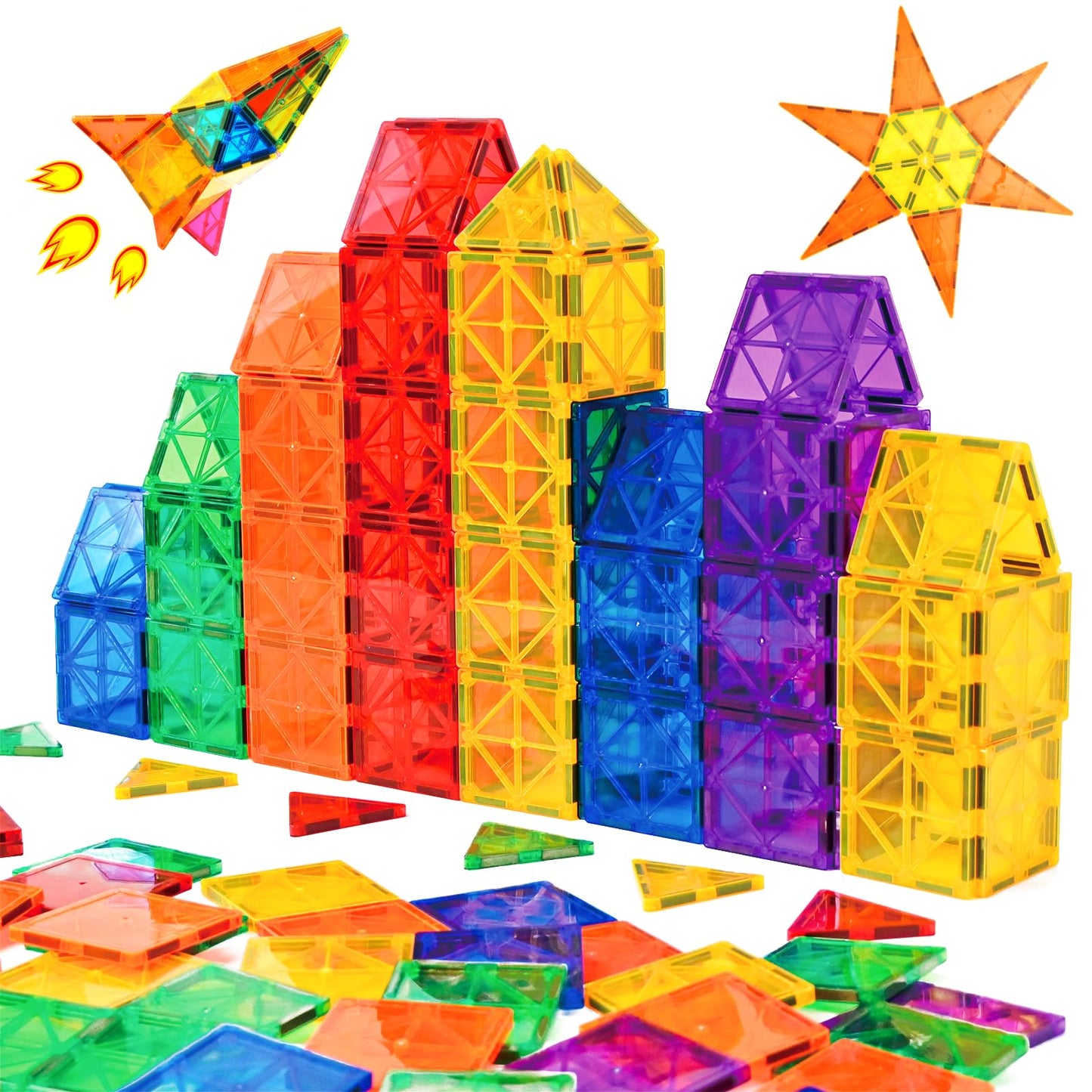 Gemmicc Magnetic Tiles, Deluxe 136 PCS Building Blocks Magnet Toys for Kids,3D Magnet Puzzles Stacking Blocks for Boys Girls,Huge Set with 2 Cars Nirvana Guru