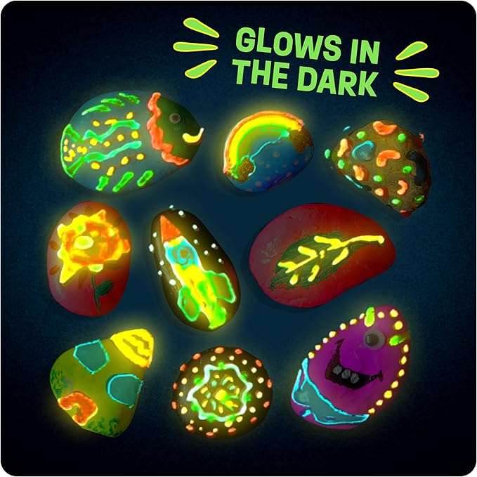 Dan&Darci Kids Rock Painting Kit - Glow in The Dark - Arts & Crafts Gifts for Boys and Girls Ages 6-12 - Craft Activities Kits - Creative Art Toys for 6, 7, 8, 9, 10, 11 & 12 Year Old Kid nirvanaguru