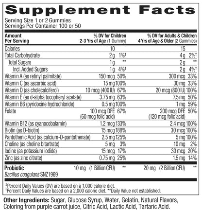 OLLY Kids Multivitamin & Probiotic Gummy, Digestive Support, Vitamins A, D, C, E, B, Zinc, Chewable Supplement, Berry Flavor, 50 day supply - 100 Count Nirvana Guru