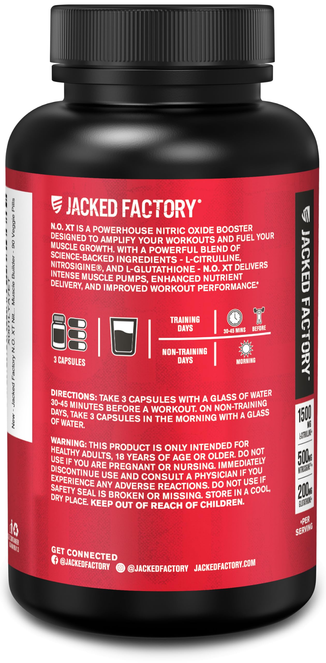 Jacked Factory N.O. XT Nitric Oxide Supplements for Men w/Nitrosigine L Arginine L Citrulline Supplement for Muscle Pumps & Vascularity - Pre Workout Nitric Oxide Booster & Muscle Builder - 90 Caps Nirvana Guru