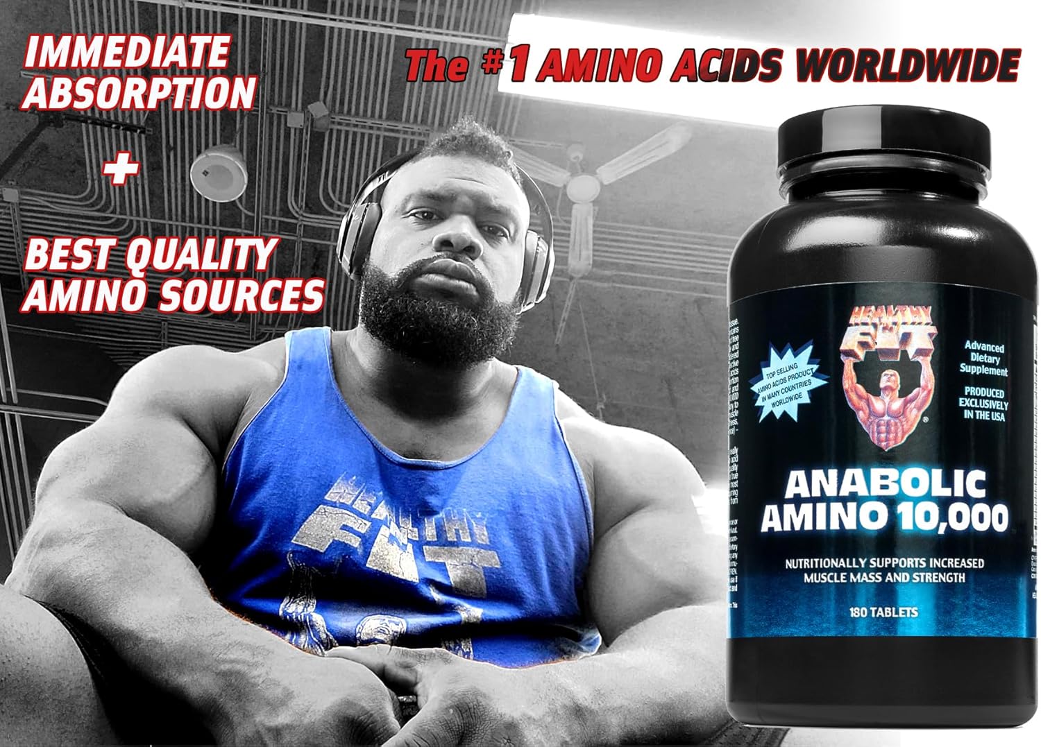 Healthy 'N Fit ANABOLIC Amino 10,000 90 Tablets, EAA & BCAA - 10,000 MGS Amino Acids per Serving Nirvana Guru