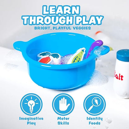 Tub Works® Tub Soup™ Scoop, Strain & Play Toddler Bath Toy | Floating Foam Veggies, Ladle for Scooping & Soup Pot for Straining | Pretend Play Cooking Kids Bath Toys | Creative Bathtub Toys nirvanaguru