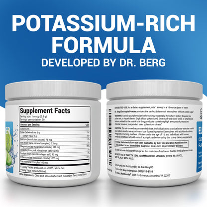 Dr. Berg Zero Sugar Hydration Keto Electrolyte Powder - Enhanced w/ 1000 mg of Potassium & Real Pink Himalayan Salt (NOT Table Salt) - Raspberry & Lemon Flavor Hydration Drink Supplement, 100 Servings - Nirvana Guru