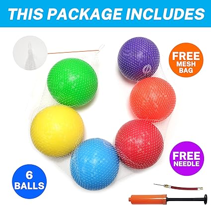 Dodgeballs Playground Balls, Dodge Ball Set for Kids & Adults, Bouncing Kickballs Handball for Outdoor & Indoor Games - Includes Pump & Mesh Storage Bag nirvanaguru