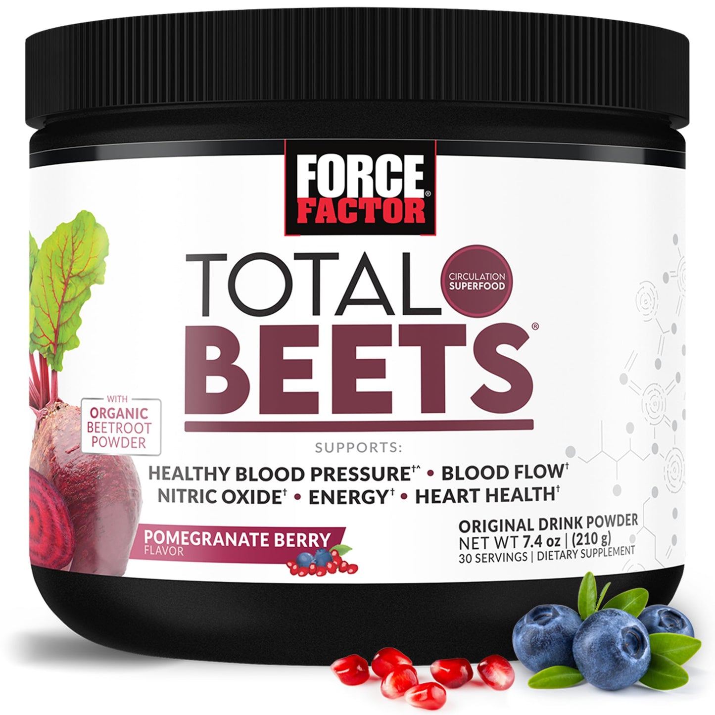 Force Factor Total Beets Drink Mix Superfood Powder with Nitrates to Support Circulation, Blood Flow, Nitric Oxide, Energy, Endurance, and Stamina, Cardiovascular Heart Health Supplement, 30 Servings Nirvana Guru