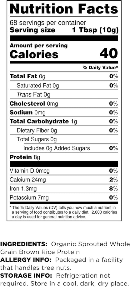 Terrasoul Superfoods Organic Sprouted Brown Rice Protein Powder, 1.5 Pounds - Nirvana Guru
