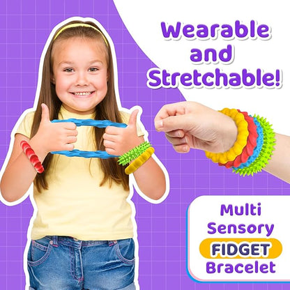 Sensory Fidget Toys for Kids Adults - 4 Pack Stretchy Fidget Bracelet | Texture & Calming Autism Sensory Toys for Special Needs Autistic Children | Calm Down Toy for Toddler Girls Boys nirvanaguru