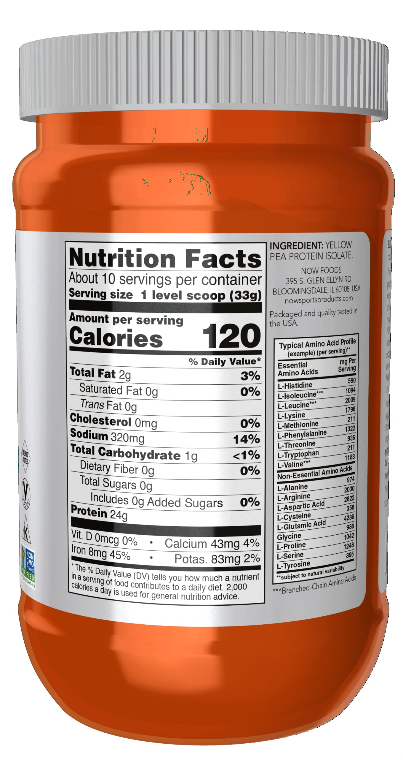 NOW Foods Sports Nutrition, Pea Protein 24 g, Fast Absorbing, Unflavored Powder, 2-Pound - Nirvana Guru