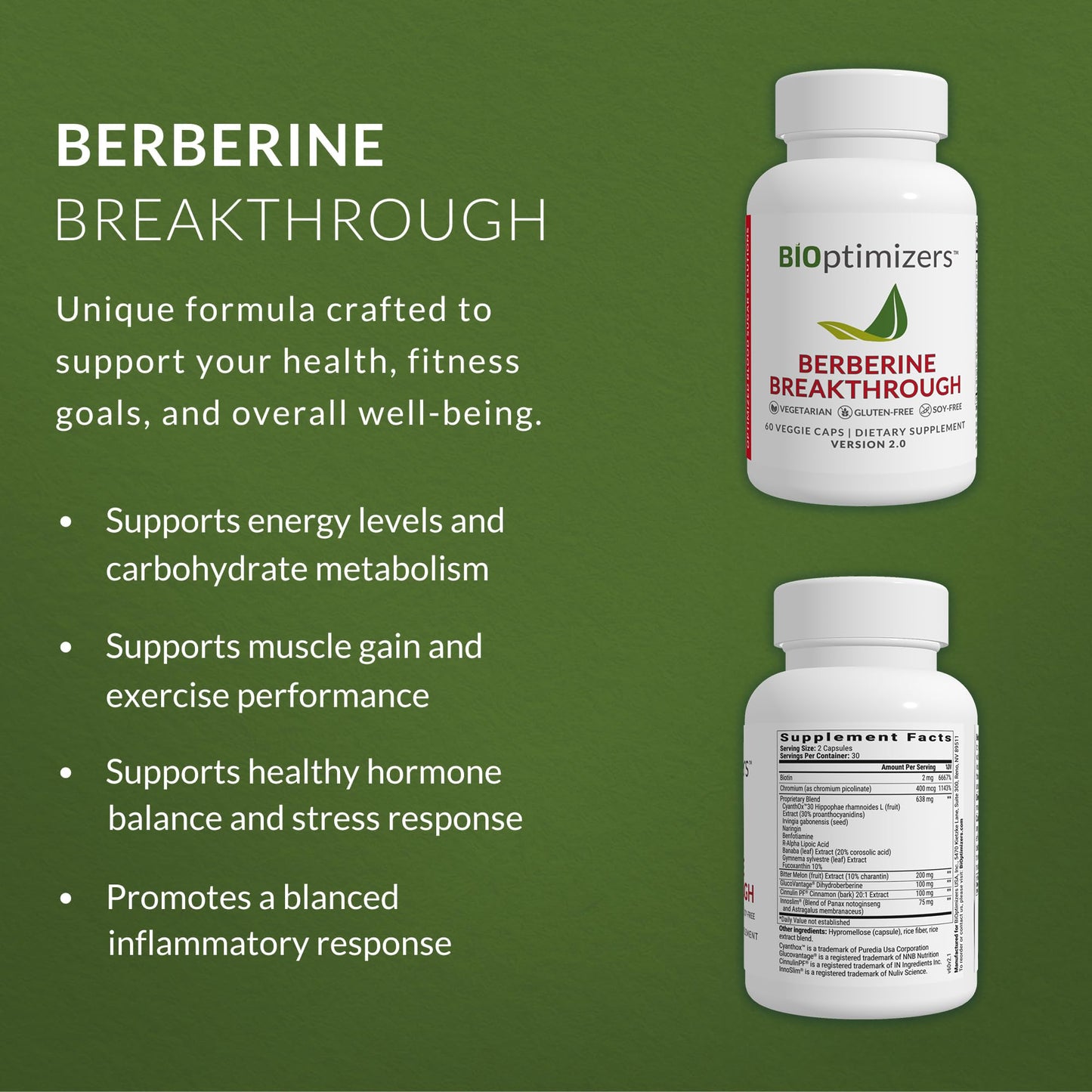 BIOptimizers Berberine Breakthrough 2.0 Supplement, 60 Capsules - Vegetarian, Gluten- and Soy-Free Nirvana Guru