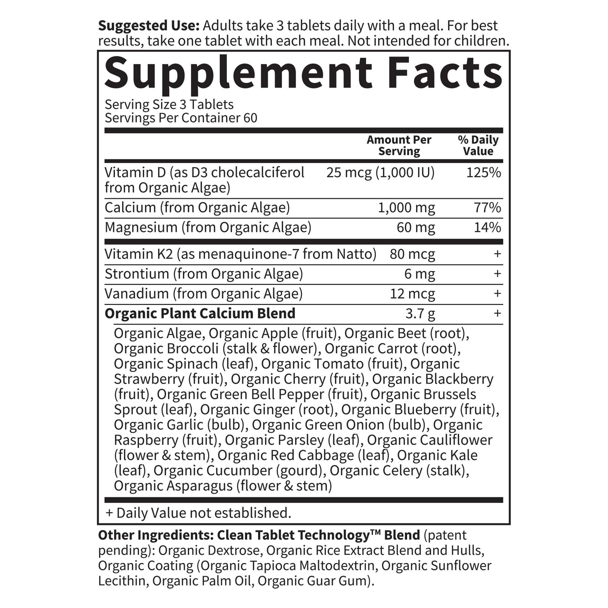 Garden of Life Organics Plant Calcium Supplement Made from Whole Foods with Magnesium, Vitamin D as D3, and Vitamin K as MK7, Gluten-Free - 30 Day Count - Nirvana Guru