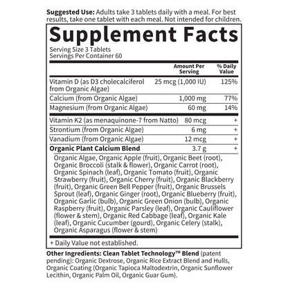 Garden of Life Organics Plant Calcium Supplement Made from Whole Foods with Magnesium, Vitamin D as D3, and Vitamin K as MK7, Gluten-Free - 30 Day Count - Nirvana Guru