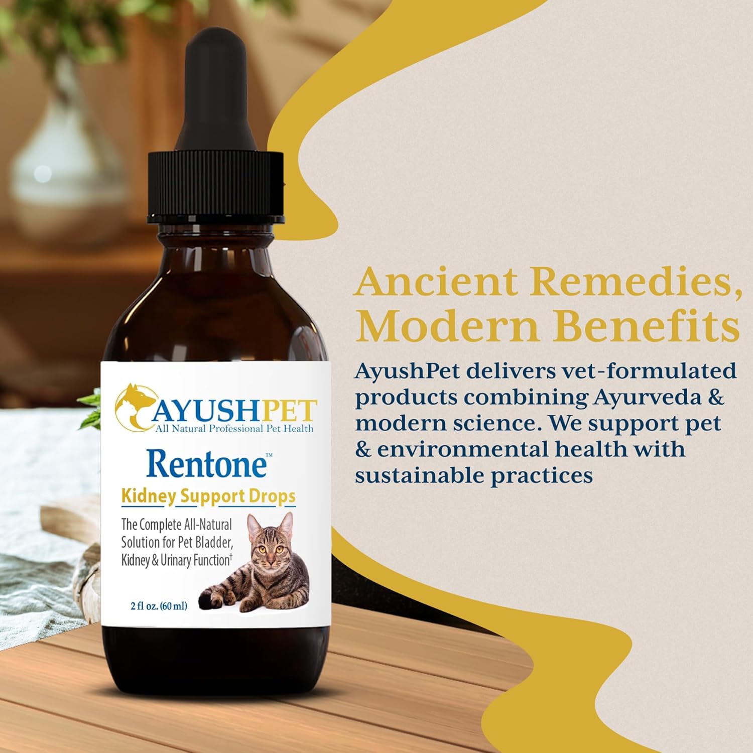 Ayush Pet Kidney and Bladder Support, Rentone Drops for Pets, Promotes Healthy Urinary Tract and Immune Function, 2oz. Nirvana Guru