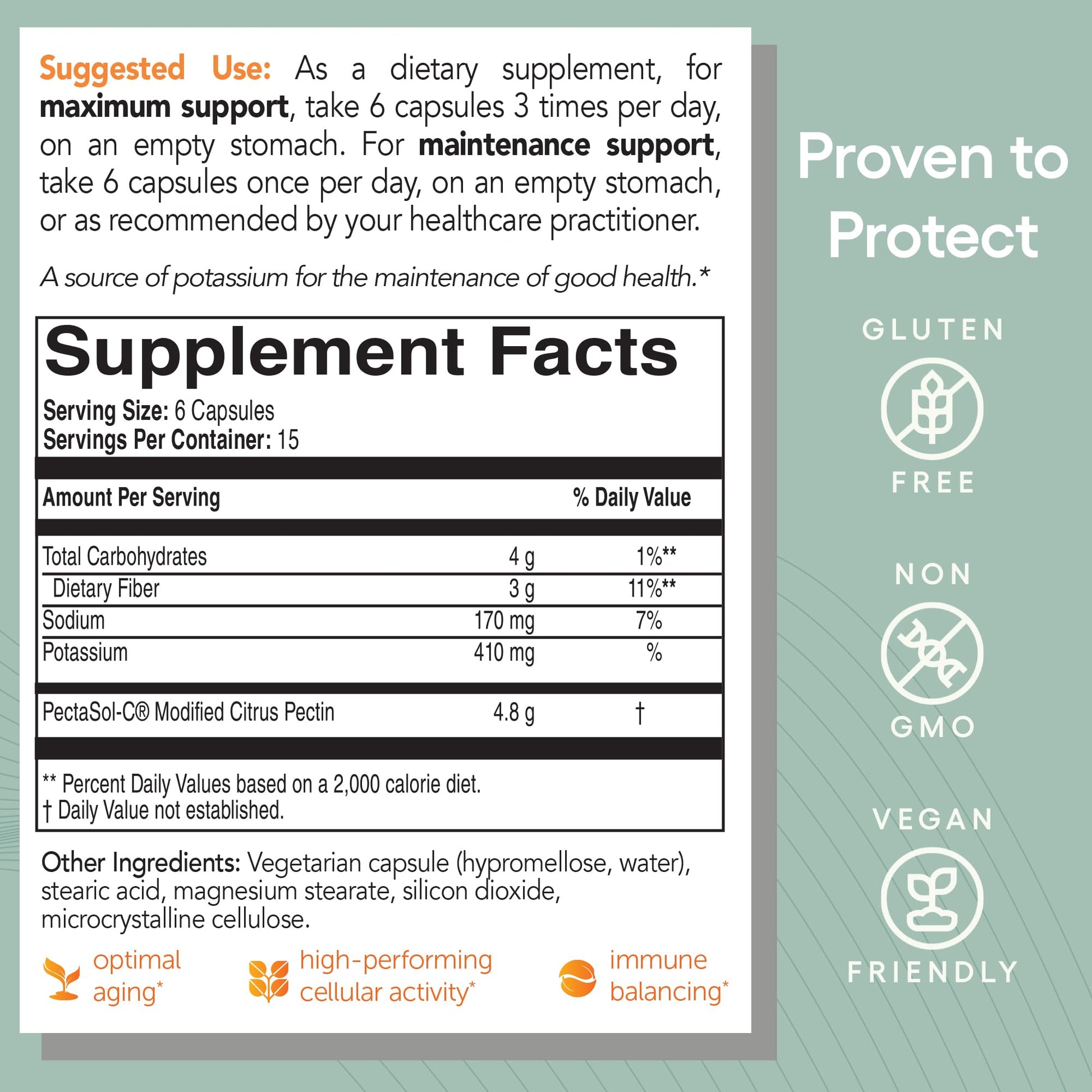 PectaSol Modified Citrus Pectin – 270 Capsules – Total-Body Health Supplement to Support the Heart, Immune System, Inflammation Response & Healthy Aging + Maintain Healthy Galectin-3 Levels - Nirvana Guru