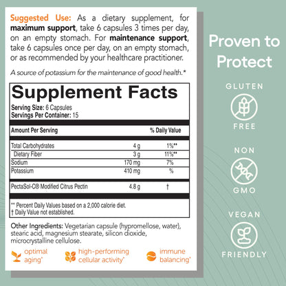 PectaSol Modified Citrus Pectin – 270 Capsules – Total-Body Health Supplement to Support the Heart, Immune System, Inflammation Response & Healthy Aging + Maintain Healthy Galectin-3 Levels - Nirvana Guru