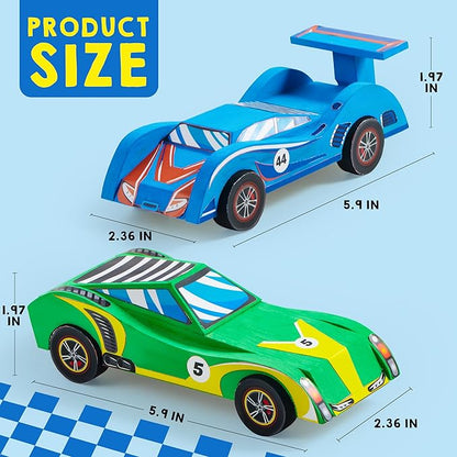 Klever Kits 4 DIY Wooden Race Cars-Build & Paint Your Own Wood Craft Kit, 4 Race Cars Toy, Easy to Assemble Arts Crafts Kit, Birthday Party Presents for Kids Boys and Girls nirvanaguru