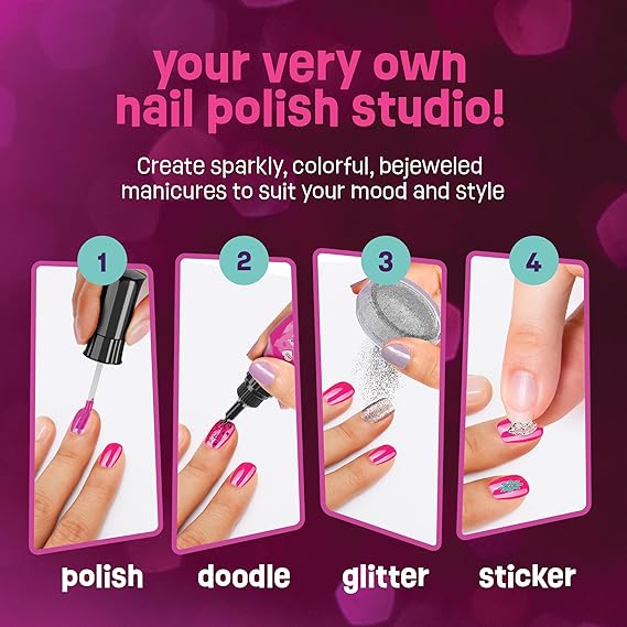 Nail Art Studio for Girls - Birthday Gift - Nail Polish Kit for Kids Ages 7-12 Years Old - Girl Gifts Ideas - Gift Set - Girly Stuff - Polish, Pens, Glitter, Stickers, Gems, Filer - 8 9 10 11 12 Year nirvanaguru