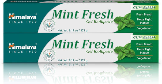 Himalaya Mint Fresh Gel Toothpaste, Fluoride Free to Reduce Plaque & Brighten Teeth, 6.17 oz, 2 Pack - Nirvana Guru