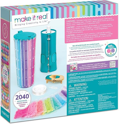 Make It Real Heishi Bead Kit - Vibrant Colors - Creative Beading Set for Kids Compatible with Bracelet Maker - Organize with Storage Case nirvanaguru