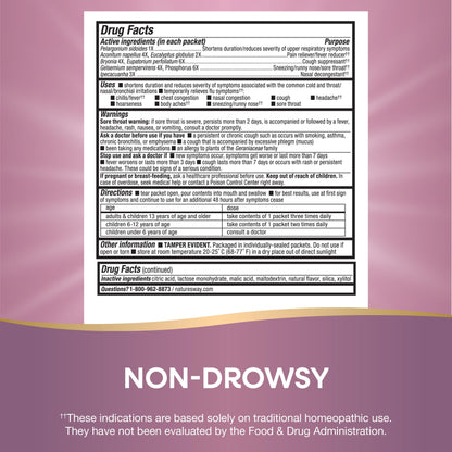 Nature's Way Cold + Flu Relief FastActives, Umcka, Homeopathic, Fever*, Sore Throat, Cough, Congestion, Body Aches*, Phenylephrine Free, Non-Drowsy, Berry Flavored, 10 Packets (Packaging May Vary) - Nirvana Guru