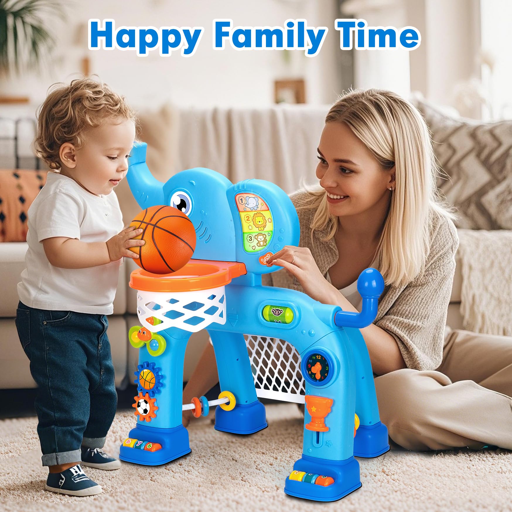 Toddler Basketball Hoop & Soccer Goal, Toys for 1 2 3 Year Old Boys Girls, Kids Sports Toy with Light Sound Music, Montessori Toys for Baby 12-18 Months, Christmas Birthday Gifts for Ages 1-3(Blue） Nirvana Guru