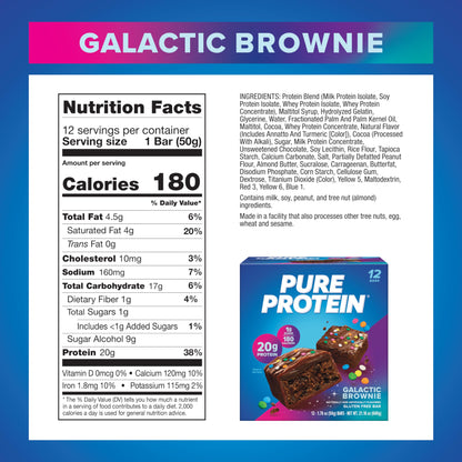 Pure Protein Bars, High Protein, Nutritious Snacks to Support Energy, Low Sugar, Gluten Free, Chocolate Deluxe, 1.76 oz., 12 Count(Pack of 1) (Packaging may vary)