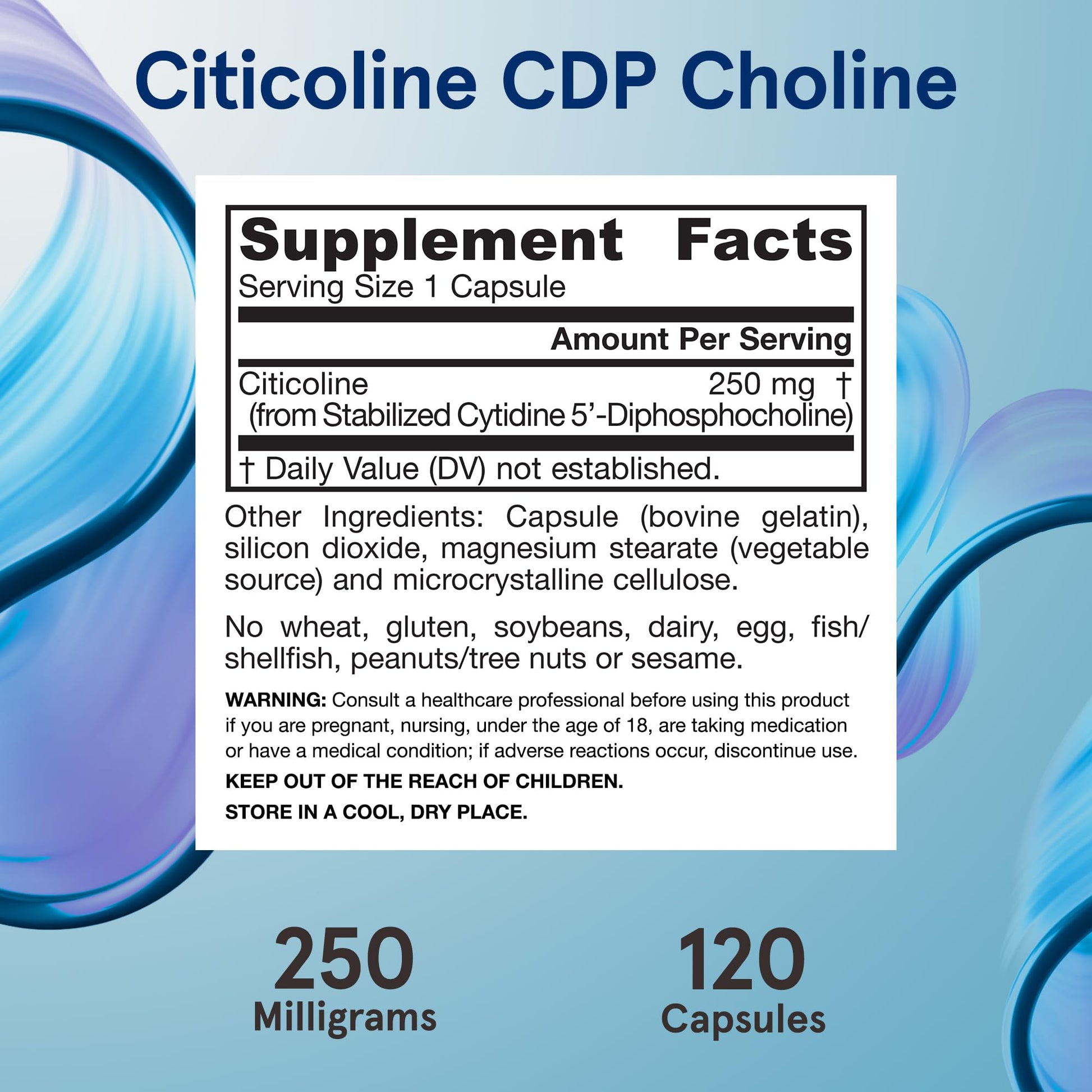Jarrow Formulas Citicoline CDP Choline 250 MG, CDP Choline Supplement Supports Brain Health, Performance and Memory, 120 Capsules, Up to a 120 Day Supply - Nirvana Guru
