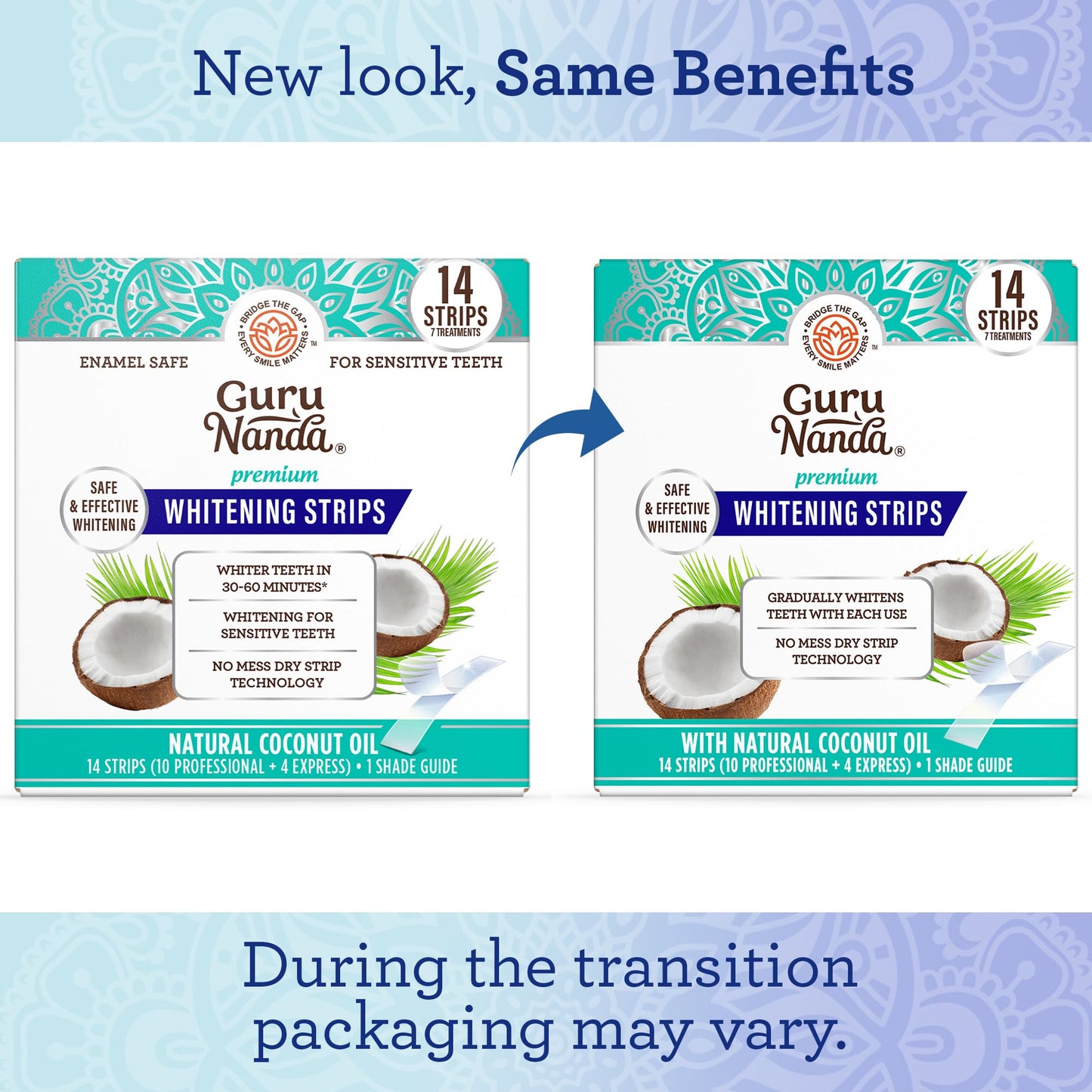 GuruNanda Teeth Whitening Strips - 7-Day Treatment with Non-Slip, Dry Strip Technology - Whitening Designed with Care for a Brighter Smile Nirvana Guru