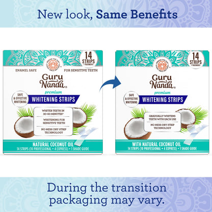 GuruNanda Teeth Whitening Strips - 7-Day Treatment with Non-Slip, Dry Strip Technology - Whitening Designed with Care for a Brighter Smile Nirvana Guru