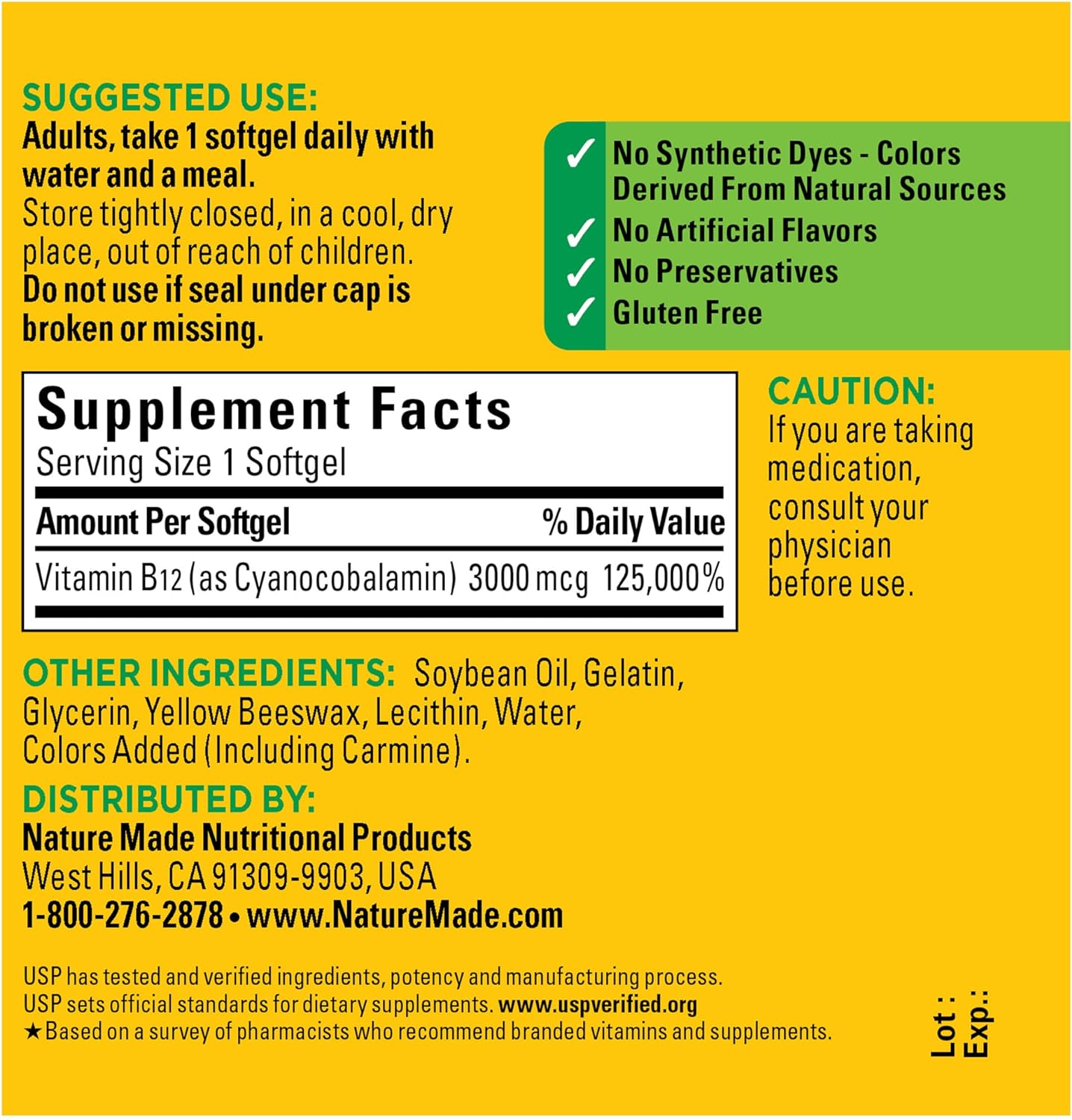 Nature Made Extra Strength Vitamin B12 3000 mcg, Dietary Supplement for Energy Metabolism Support, 60 Softgels, 60 Day Supply - Nirvana Guru