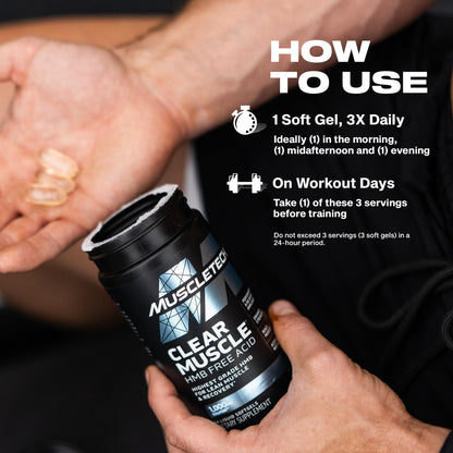Muscletech HMB Supplements 1000mg, Clear Muscle (42 Liquid Softgels) - Highest Grade HMB for Lean Muscle & Recovery - HMB Free Acid Muscle Supplement - Help Decrease Muscle Breakdown Nirvana Guru