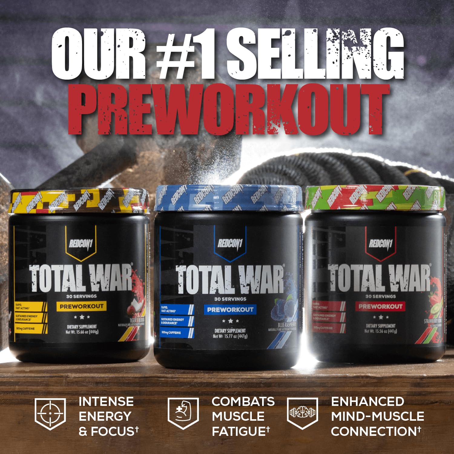 REDCON1 Total War Pre Workout Powder, Blue Lemonade - Beta Alanine + Citrulline Malate Keto Friendly Preworkout for Men & Women with 320mg of Caffeine - Fast Acting (30 Servings) Nirvana Guru