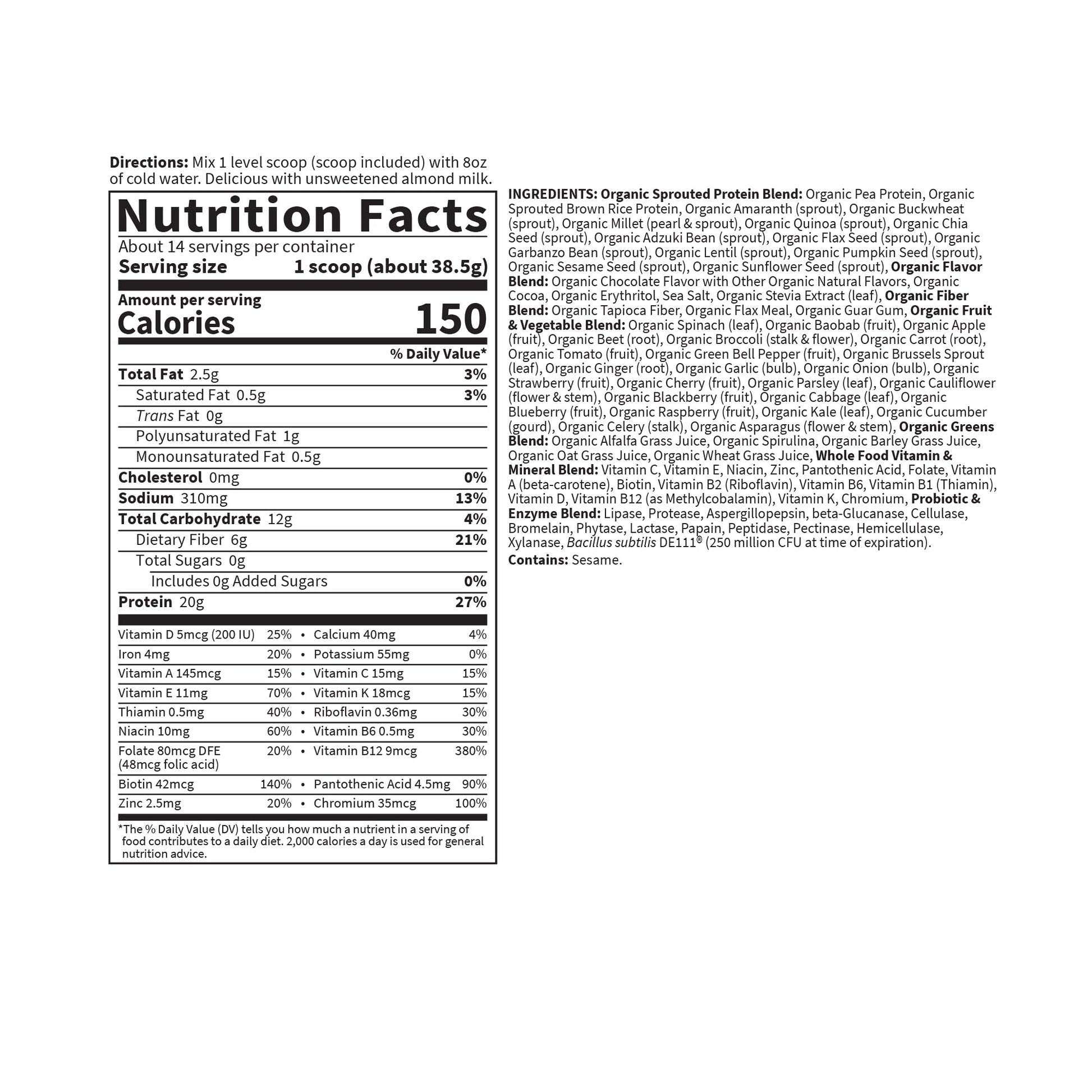 Garden of Life Meal Replacement Shakes, Vegan Raw Organic Protein Powder, Chocolate Protein Powder with Plant Based Pea Protein, Sprouts, Greens, Probiotics, Dairy Free 28 Servings - Nirvana Guru