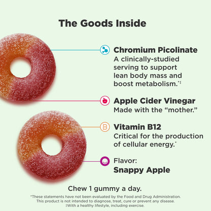 OLLY Metabolism Gummy Rings, Apple Cider Vinegar, Vitamin B12, Chromium, Energy and Digestive Health, Chewable Supplement, Apple Flavor - 30 Count Nirvana Guru