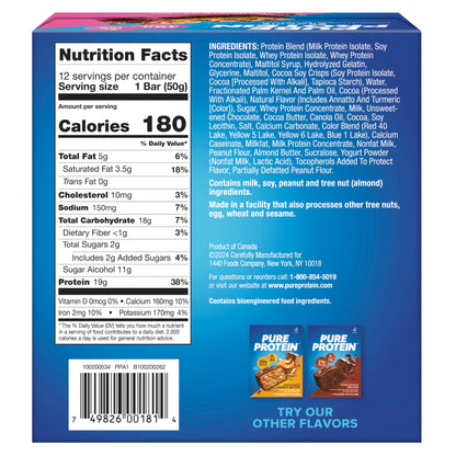Pure Protein Bars, High Protein, Nutritious Snacks to Support Energy, Low Sugar, Gluten Free, Chocolate Deluxe, 1.76 oz., 12 Count(Pack of 1) (Packaging may vary)