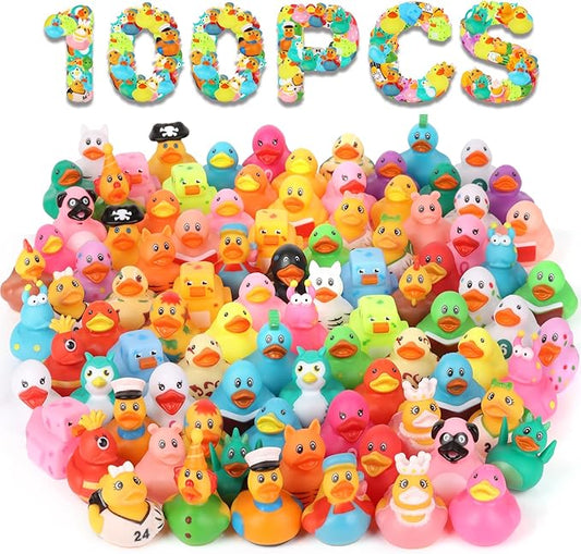 100 Pack Rubber Ducks in Bulk, Assorted Ducks for Jeeps Ducking, Mini Rubber Duckies for Baby Bath Toys, Kids Bath Pool Toys Birthday Gifts Party Favors Nirvana Guru