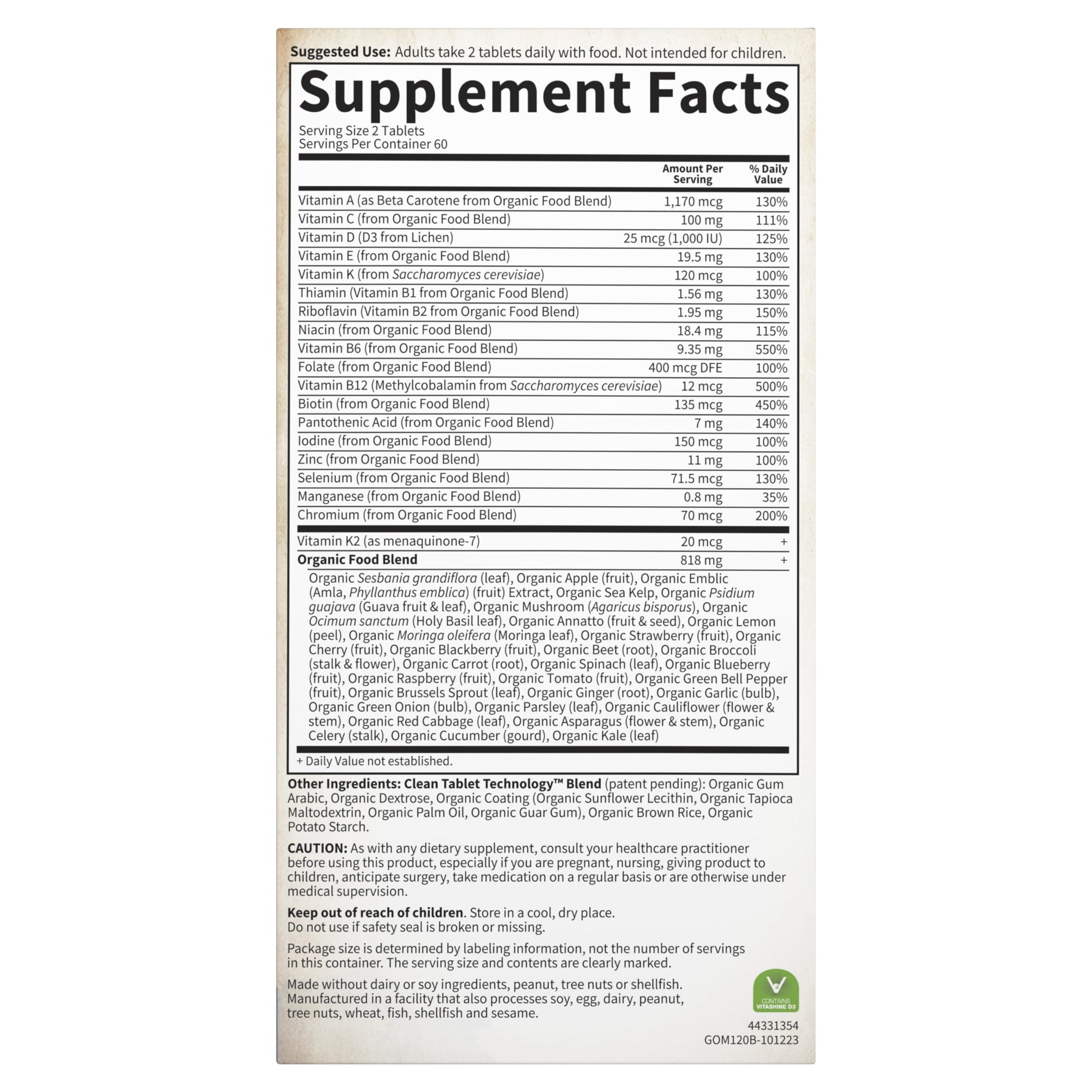 Garden of Life Organics Men's Once Daily Whole Food Multivitamin - 60 Tablets, Vegan Mens Multi for Health & Well-Being, Organic Mens Vitamins & Minerals, Vitamin C, Zinc - Nirvana Guru