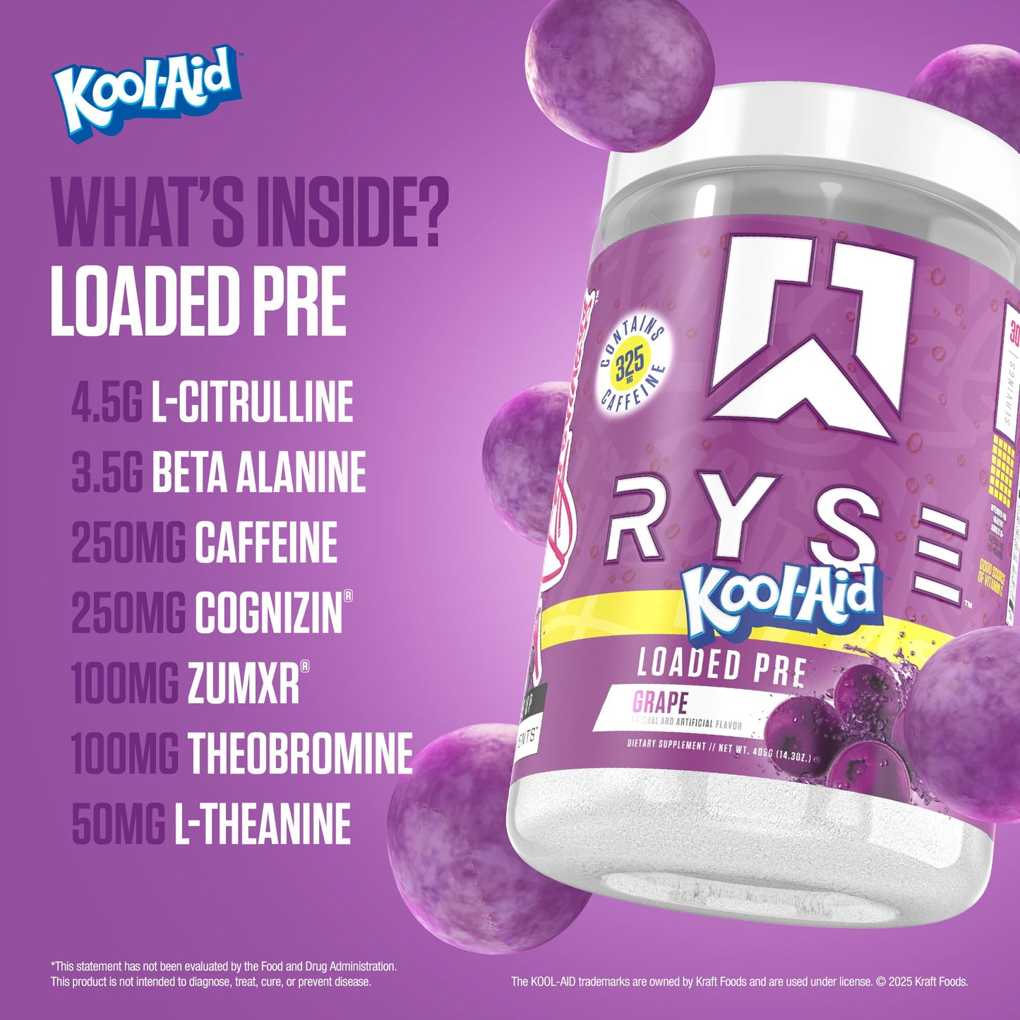 RYSE Loaded Pre Workout Powder - Ring Pop Cherry - Daily Pre-Workout for Men & Women with 325mg Caffeine, Beta Alanine, and Citrulline for Pump, Focus, and Energy - 30 Servings Nirvana Guru