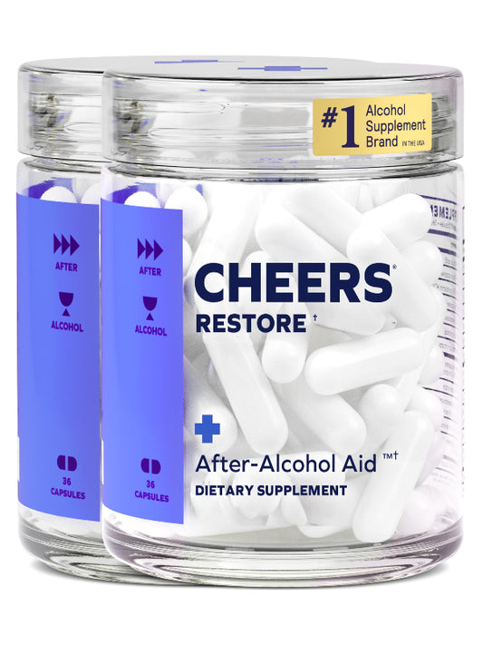 Cheers Restore | Supplement with DHM + L-Cysteine | Feel Better After Drinking & Support Your Liver | 12 Doses | Dihydromyricetin, Cysteine, Prickly Pear, B-Vitamins, Ginger Nirvana Guru