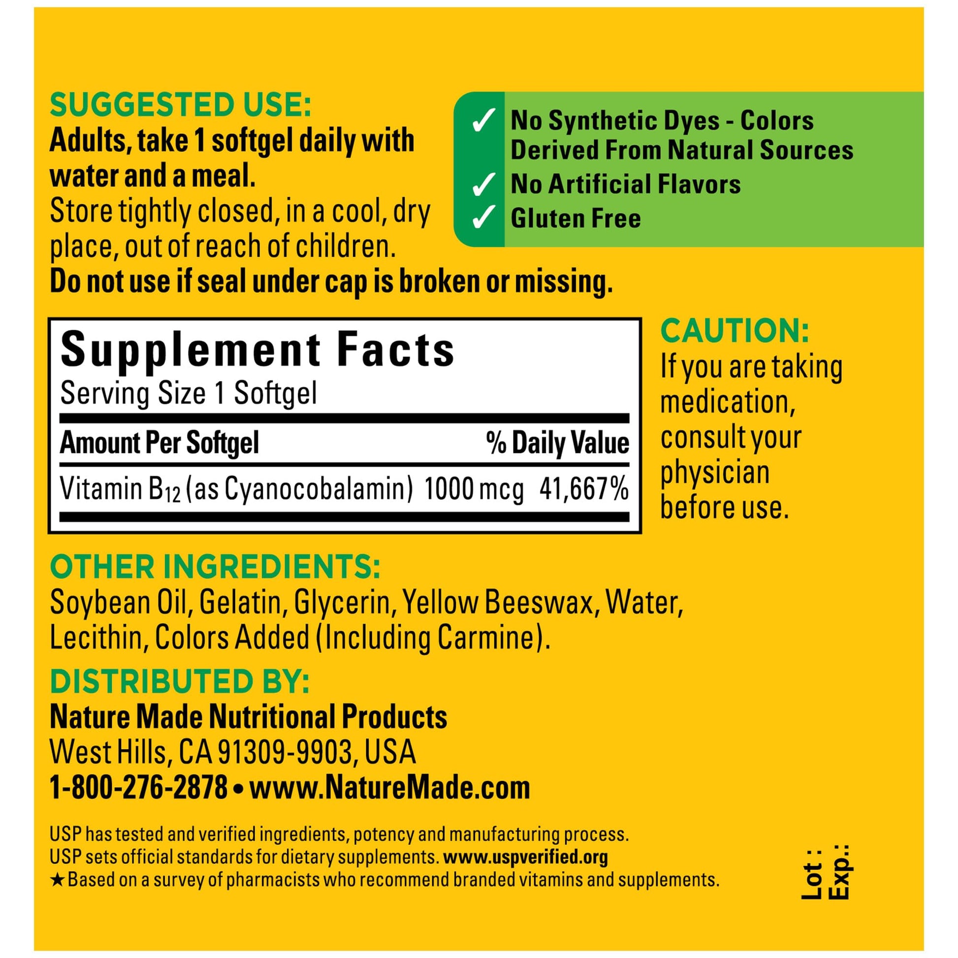 Nature Made Vitamin B12 1000 mcg, Dietary Supplement for Energy Metabolism Support, 150 Softgels, 150 Day Supply - Nirvana Guru