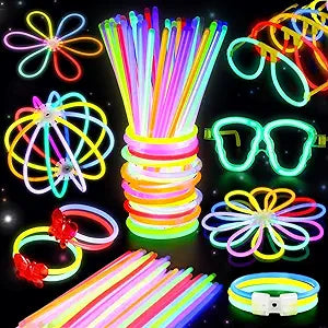 BUDI 467Pcs Glow Sticks - Halloween Party Favors Glow in the Dark Party Supplies for Kids Adults 4th of July Accessories Neon Decors Glowsticks Bulk 8 Inch & Connectors Necklace Bracelet Glasses nirvanaguru
