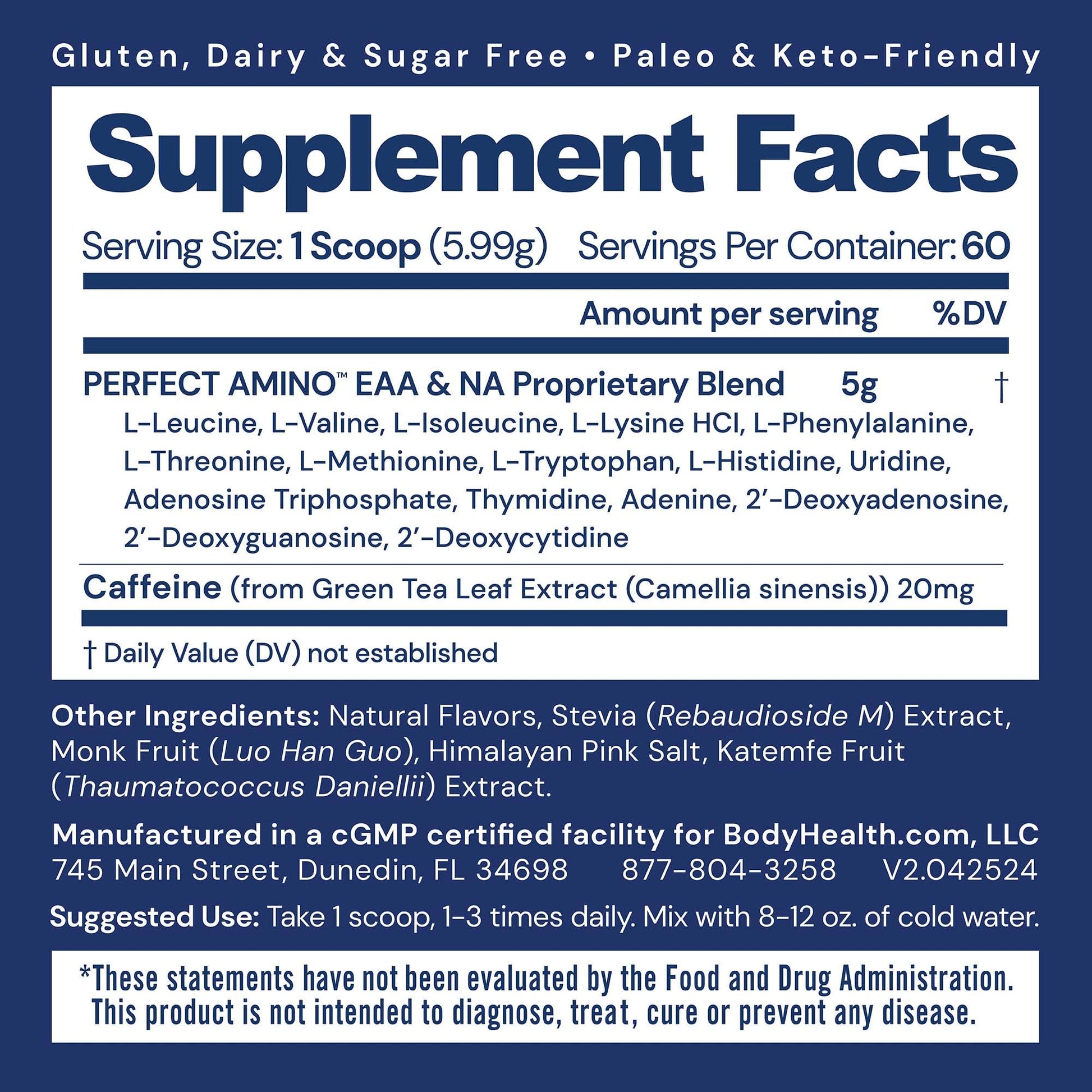 BodyHealth PerfectAmino Powder - BCAA and EAA Powder for Pre and Post Workout - Amino Acid Energy Drink for Men and Women to Support Lean Muscle and Recovery - Strawberry - 30 Servings Nirvana Guru